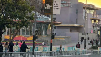 Streets f San Francisco lined with pro immigrant banners during Super Bowl but they do not distinguish between legal and illegal