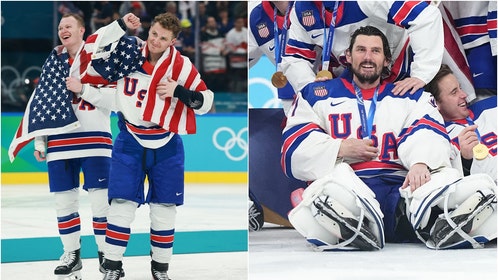 Brady Tkachuk, Matthew Tkachuk, and Connor Hellebuyck