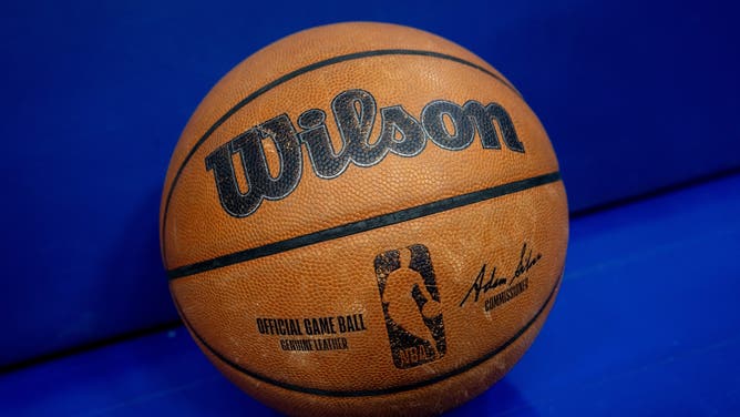 A Wilson brand official NBA game ball made with genuine leather before the game between the Detroit Pistons and Boston Celtics on the court at Little Caesars Arena on January 19, 2026 in Detroit, Michigan.