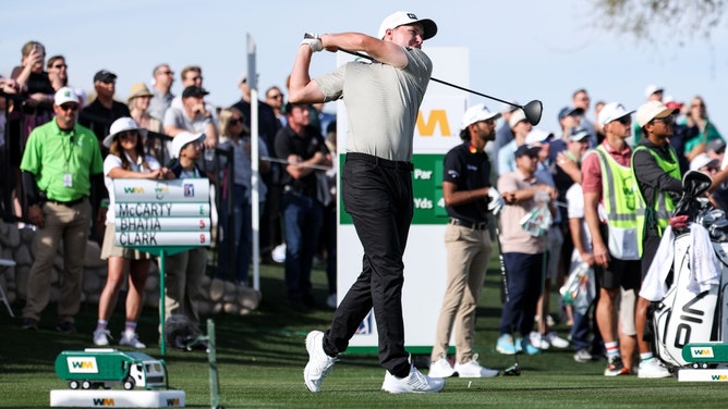 Matt McCarty of the United States hits a tee shot on hole 18 during the 2025 WM Phoenix Open at TPC Scottsdale. (Photo Credit: Aryanna Frank-Imagn Images)