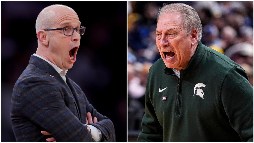 Side by side of Michigan State head coach Tom Izzo and UConn head coach Dan Hurley.