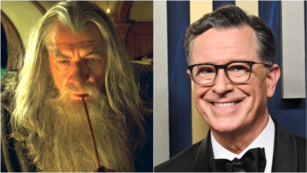 Stephen Colbert is developing a Lord of the Rings movie. (Photo by Michael Buckner/Variety via Getty Images and Photo by New Line/WireImage via. Getty Images)