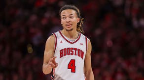Houston Cougars guard Kingston Flemings (4) reacts while playing against the Baylor Bears in the second half at Fertitta Center. Mandatory Credit: