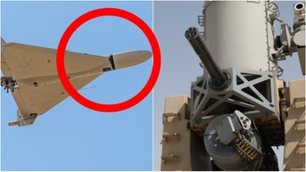 Drone shoot down footage (Photo by ANONYMOUS/Middle East Images/AFP via Getty Images and U.S. Government/Public Domain/U.S. Army Photo by Pvt. Jordan Foster/https://www.dvidshub.net/image/9279925/taskforce-defender-conducts-pre-action-calibration-fire-training-exercise)