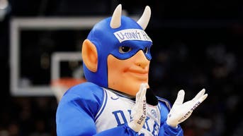 A photo of the Duke BLue Devils mascot during the 2026 NCAA Tournament.