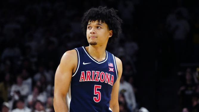 Arizona Wildcats guard Brayden Burries (5) during the second half against the Colorado Buffaloes at the CU Events Center.
