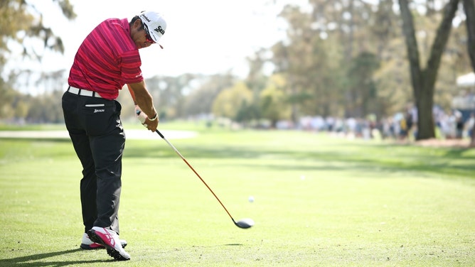 Hideki Matsuyama hits a tee shot at the 11th hole during the second round of THE PLAYERS Championship 2025 at TPC Sawgrass in Ponte Vedra Beach, Florida. (Photo credit: Jared C. Tilton/Getty Images)
