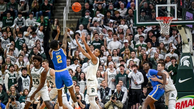 The UCLA Bruins face the Michigan State Spartans Friday in the 2026 Big Ten Tournament at the United Center in Chicago. (Photo credit: Nick King/Lansing State Journal-USA TODAY NETWORK via Imagn Images)