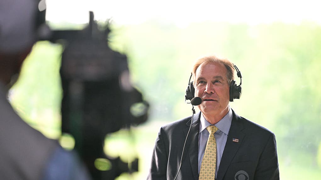 Jim Nantz in the broadcast booth for CBS