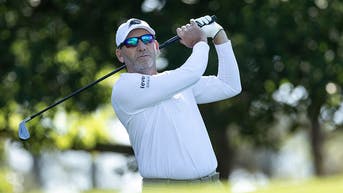 Sergio Garcia at the 2026 Masters hitting an iron