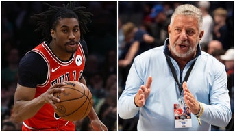 Side-by-side of NBA player Jaden Ivey in a Bulls uniform and former Auburn basketball head coach Bruce Pearl.